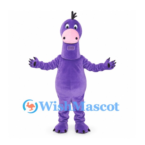 Dragon Mascot Costume in Purple with Pink Snout