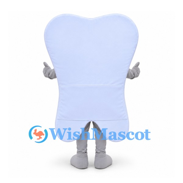 Tooth Mascot Costume in White with Smiling Face