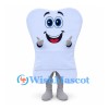 Tooth Mascot Costume in White with Smiling Face