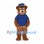 Bear Mascot Costume with Blue Uniform and Checkered Cap