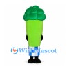 Broccoli Mascot Costume with Green Florets and Checkered Cuff