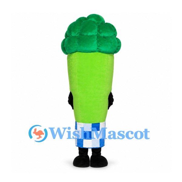 Broccoli Mascot Costume with Green Florets and Checkered Cuff