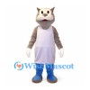 Cat Mascot Costume in Gray with White Apron and Blue Boots