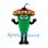 Green Chili Pepper Mascot Costume with Red and Yellow Sombrero