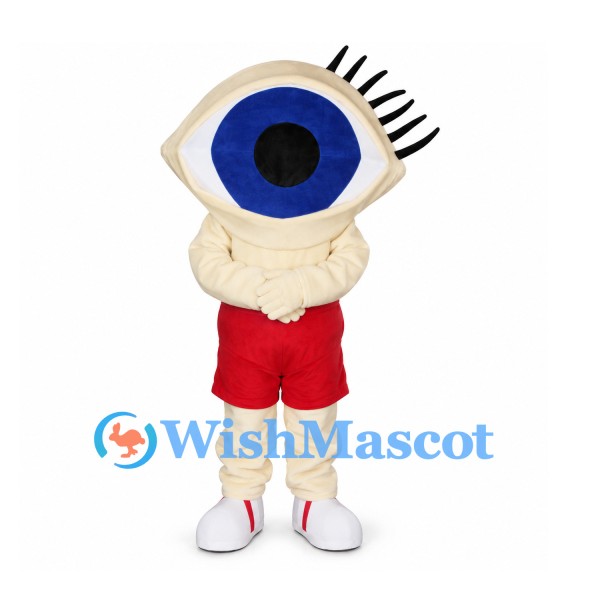 Eye Mascot Costume with Blue Iris and Red Shorts