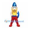 Viking Mascot Costume with Blue Helmet and Yellow Mustache