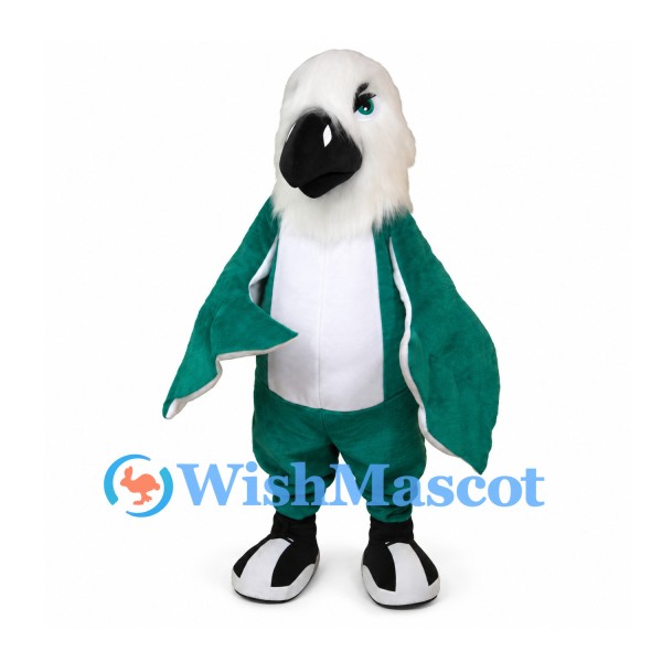 Eagle Mascot Costume with White Head and Green Wings