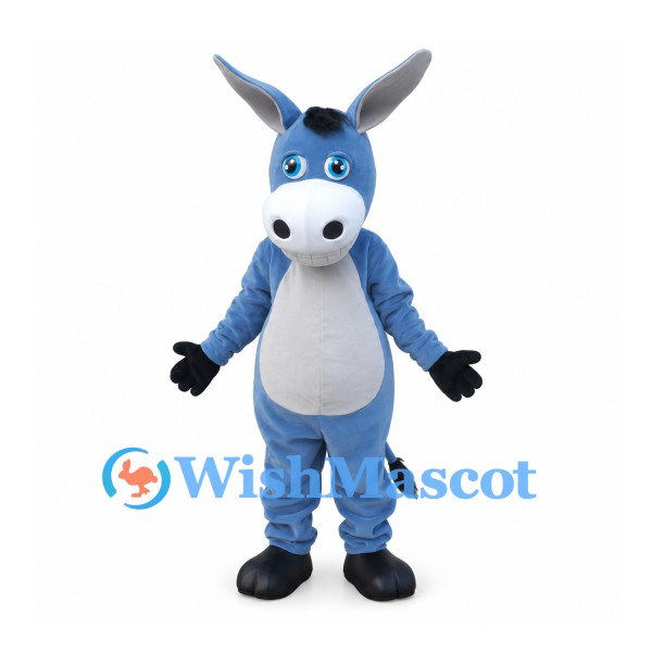 Donkey Mascot Costume in Blue with White Belly