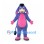 Donkey Mascot Costume in Blue with Pink Belly and Paws