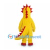 Dinosaur Mascot Costume in Yellow with Red Spines and Blue Belly