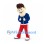 Man Mascot Costume with Blue Jacket and Red Track Pants