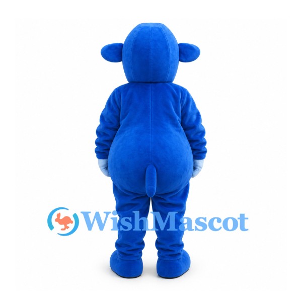 Hippo Mascot Costume in Blue with White Belly