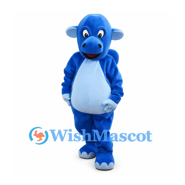 Hippo Mascot Costume in Blue with White Belly