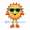 Sun Mascot Costume with Green Sunglasses and Orange Rays