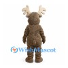 Moose Mascot Costume in Brown with Cream Belly and Wide Antlers