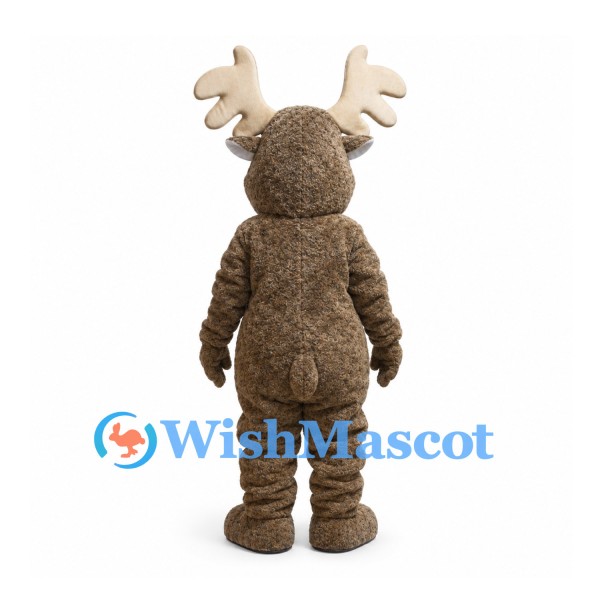 Moose Mascot Costume in Brown with Cream Belly and Wide Antlers