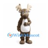Moose Mascot Costume in Brown with Cream Belly and Wide Antlers