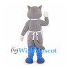 Cat Mascot Costume in Gray with White Apron and Blue Boots