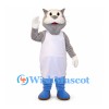 Cat Mascot Costume in Gray with White Apron and Blue Boots