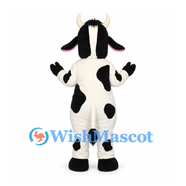 Cow Mascot Costume in Black and White with Pink Snout