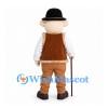 Alpine Man Mascot Costume with Black Hat and Brown Trousers