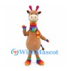 Giraffe Mascot Costume with Rainbow Scarf and Striped Feet