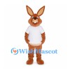 Rabbit Mascot Costume in Brown with White T-Shirt