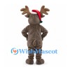 Moose Mascot Costume with Red Santa Hat