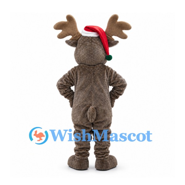 Moose Mascot Costume with Red Santa Hat