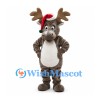 Moose Mascot Costume with Red Santa Hat