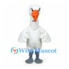 Goose Mascot Costume in White with Orange Beak and Gray Feet