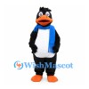 Penguin Mascot Costume with Blue Scarf and Orange Beak