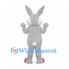 Rabbit Mascot Costume in Gray with Pink Belly and Paws