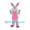 Rabbit Mascot Costume in Gray with Pink Belly and Paws