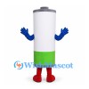 Battery Mascot Costume in White and Green with Blue Hands
