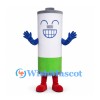 Battery Mascot Costume in White and Green with Blue Hands