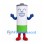 Battery Mascot Costume in White and Green with Blue Hands