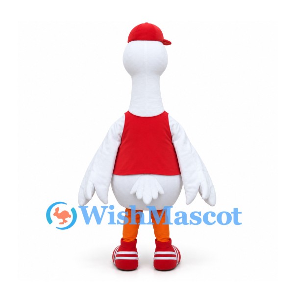 Goose Mascot Costume with Red Cap and Tank Top