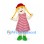 Girl Mascot Costume with Red Striped Dress and Braids