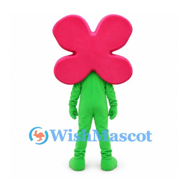 Flower Mascot Costume with Pink Petals and Green Stem