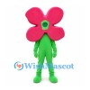 Flower Mascot Costume with Pink Petals and Green Stem