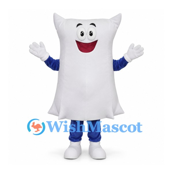 Pillow Mascot Costume in White with Blue Legs