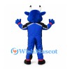 Bull Mascot Costume in Blue with Yellow and Black Sports Shirt