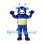 Bull Mascot Costume in Blue with Yellow and Black Sports Shirt