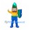 Knight Mascot Costume with Green Helmet and Shield