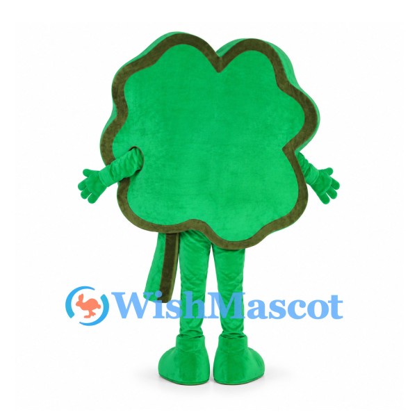 Shamrock Mascot Costume in Green with Brown Outline