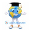 Earth Mascot Costume with Black Graduation Cap