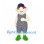 Boy Mascot Costume with Striped Overalls and Blue Cap