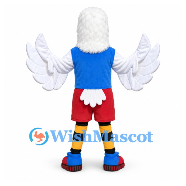 Eagle Mascot Costume with Blue Shirt and Red Shorts