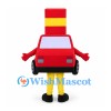 Fire Truck Mascot Costume in Red with Yellow Stripes